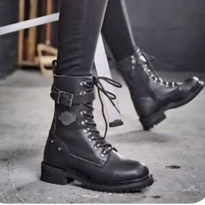 Harley Davidson Women's Size 6 Gladis Black Leather Motorcycle Boots New